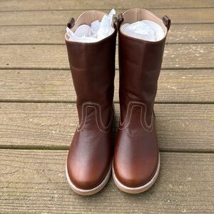 NEW Elephantito Western Brown Leather Boot - Girls Sz 3 / 34